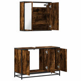 ZNTS 2 Piece Bathroom Furniture Set Smoked Oak Engineered Wood 3300892