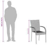 Dining Chair Set of 6 Brown PE Rattan, Powder-Coated Steel 310086