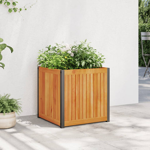 ZNTS Garden Planter 45x45x44 cm Solid Wood Acacia and Steel 367610