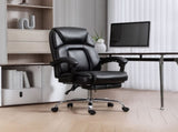 Faux Leather Reclining Office Chair, with Footrest - Black T3398P424991