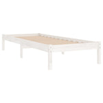 Bed Frame without Mattress White Solid Wood Single 809983
