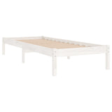 Bed Frame without Mattress White Solid Wood Single 809983