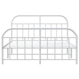 Bed Frame White Powder-Coated Steel Double Bed Frame 353702