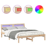 Bed Frame with Headboard Brown 140 x 200 cm Solid Pine Wood 872776