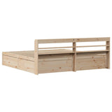 Bed Frame with Headboard 200x200 cm Solid Wood Pine 3307071
