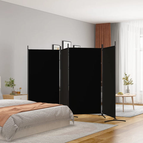 ZNTS 4-Panel Room Divider Black 346x180 cm Fabric 350265