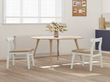 Dining Chair 2 pcs White and Brown Solid Rubber Wood 42020490