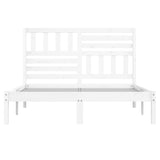 Bed Frame White Solid pinewood 160x200 cm Decorative Inlays 3101034