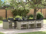 Garden Dining Set 9 pcs Light Grey Poly Rattan 3380708