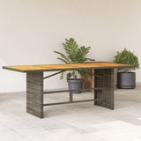 Garden Table with Acacia Wood Top Grey 190x80x75 cm Poly Rattan 365601