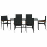 Garden Dining Set 7 pcs Black Poly Rattan 3365424