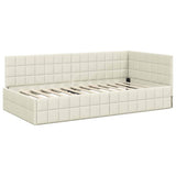 Corner Bed Frame with Headboard Cream 100 cm x 200 cm Velvet 42016405
