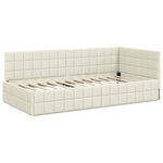 Corner Bed Frame with Headboard Cream 90 x 200 cm Velvet 42016395