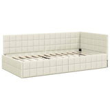 Corner Bed Frame with Headboard Cream 90 x 200 cm Velvet 42016395