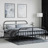 Metal Bed Frame without Mattress with Footboard Black 180x200cm 353657