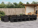 17 Piece Garden Dining Set with Cushions Black Poly Rattan 3211243