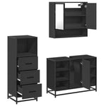 ZNTS 3 Piece Bathroom Furniture Set Black Engineered Wood 3301060