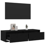 TV Cabinet with LED Lights Black Oak 100X35.5x25 cm 860239