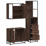 ZNTS 3 Piece Bathroom Furniture Set Brown Oak Engineered Wood 3301129