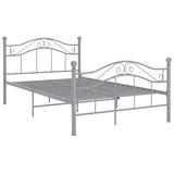 Bed Frame Grey Powder-coated metal Double Bed Frame Rectangular 324996