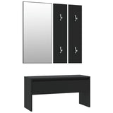 Hallway Furniture Set Black Engineered Wood 833512