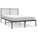 Metal Bed Frame without Mattress with Headboard Black 120x200cm 350862