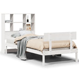 Bookcase Bed without Mattress White 90x190 cm Single Solid Wood Pine 3321795