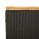 Garden Storage Box Black 110x55x63 cm Poly Rattan Acacia Wood 366285