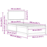 Bed Frame with Upholstered Headboard Black 100 x 200 cm 877651