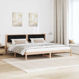 Bed Frame with Headboard Black 200 x 200 cm Solid Pine Wood 3394235
