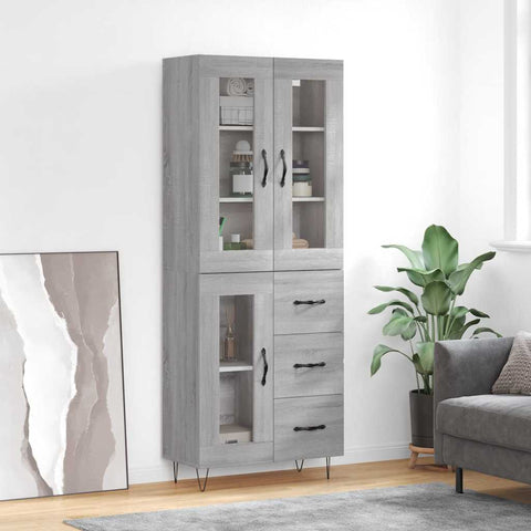 Highboard Grey Sonoma 69.5x34x180 cm Engineered Wood 3198631