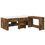 Kids'High Bed Frame with Desk 2 pcs Smoked Oak Engineered Wood 3423450