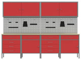 Work Cabinet with Drawer 10 pcs Red Engineered Wood and Steel 3321489