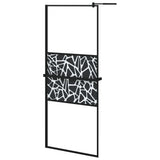Walk-in Shower Wall with Shelf Black 80x195cm ESG Glass&Aluminium 3185452