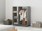 Open Wardrobe on Wheels, Bedroom Wardrobe with Clothes Hanging Rail, 3 Storage Shelves, Mobile T3398P328093