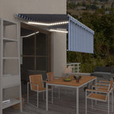 Manual Retractable Awning with Blind&LED 3x2.5m Blue&White 3069261