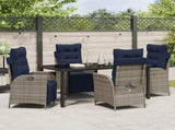 Garden Dining Set with Cushion 5 pcs Grey and Black Rattan 3380585