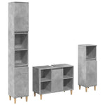 ZNTS 3 Piece Bathroom Furniture Set Concrete Grey Engineered Wood 3324951