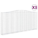 Arched Gabion Baskets 3 pcs 400x30x180/200 cm Galvanised Iron 3145879
