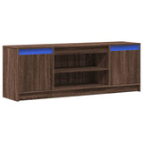 TV Cabinet with LED Brown Oak 139.5x34x50 cm Engineered Wood 852200
