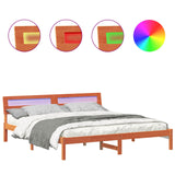 Bed Frame with Headboard Wax Brown 180 x 200 cm Solid Pine Wood 872769