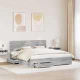 Bed Frame with Drawer Grey Sonoma 200 x 200 cm Engineered Wood 3412337