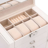 Jewellery Box 5-Layer with Mirror Lockable White 4103562