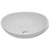 Bathroom Basin with Mixer Tap Ceramic Oval White 275497