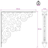 Wall Shelf Brackets 12 pcs Antique White 9.5 x 9.5 x 3 cm Steel 42038810