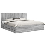 Bed Frame with Storage and Headboard Grey Sonoma 180 x 200 cm 3413928