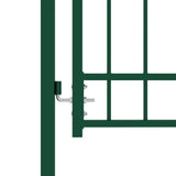 Fence Gate with Spikes Steel 100x100 cm Green 146393