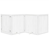 Dog Gate with Door Foldable 4 Panels White 320 cm Poplar Wood 352251