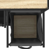 Laundry Basket 3 Compartments with Wheels Sonoma Oak 859091