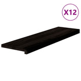 Stair Treads 12 pcs Brown Black 90x25x2 cm Solid Wood Oak 3283039